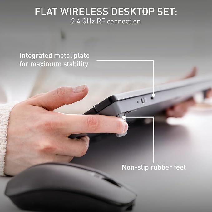CHERRY Stream Desktop, Wireless Keyboard & Mouse Combo, 2.4 GHz Connection, Quiet Keys, Slim Design, Comfortable Writing, Battery-Powered, QWERTY, White-Gray - Image 3