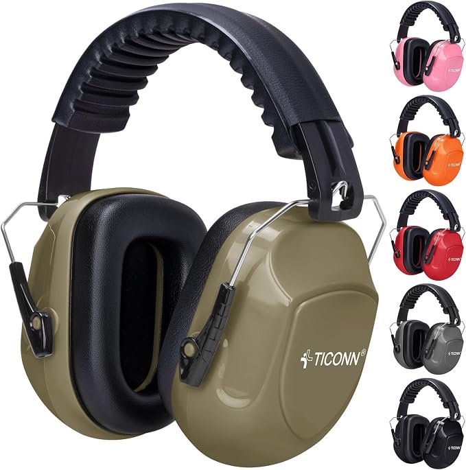 TICONN Noise Cancelling Ear Muffs for Adults, SNR 33dB Hearing Protection, Adjustable Safety Earmuffs for Construction by TICONN