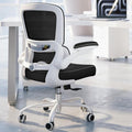 TRALT Ergonomic Office Chair Desk Chair with Adjustable Lumbar Support | Desk Chair Comfy with Flip-up Armrests Ergonomic Chair - Mesh Computer Chairs for Adults, 330lbs, PU Leather (Black White, 1) by TRALT