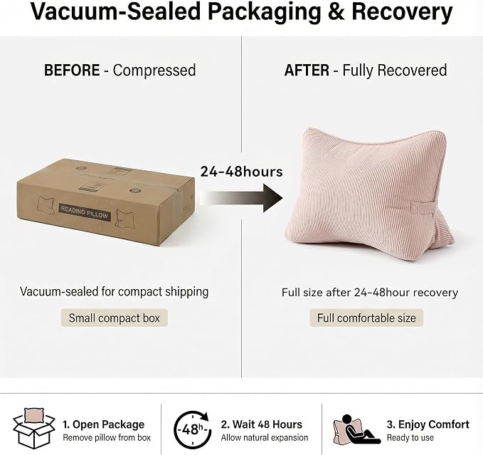 Pat. Pend. Corduroy Back Support Pillow for Sitting, Ideal for Expecting Moms, Low Back Cushion for Bed Sitting, Reading & Relaxing, Ergonomic Triangle Backrest, Washable Cover, Pink - Image 8