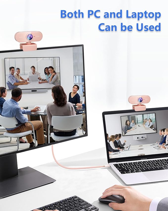 Webcam for PC&1080P HD Web Cam,Webcam with Microphone,Stand for PC/MAC/Laptop/Desktop,Wide Angle Web Cameras for YouTube,Skype,Zoom,Xbox One,Video Calling,Studying Pink - Image 5