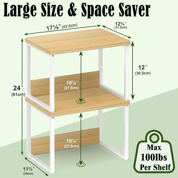 MARTY Desktop Printer Stand 2 Pack Printer Shelf for Desk Home/Office,Maple | Small Printer Stand for Desk, Printer Riser with Storage, Monitor Riser, Under Desk Small Table for Fax Machine Scanner - Image 6