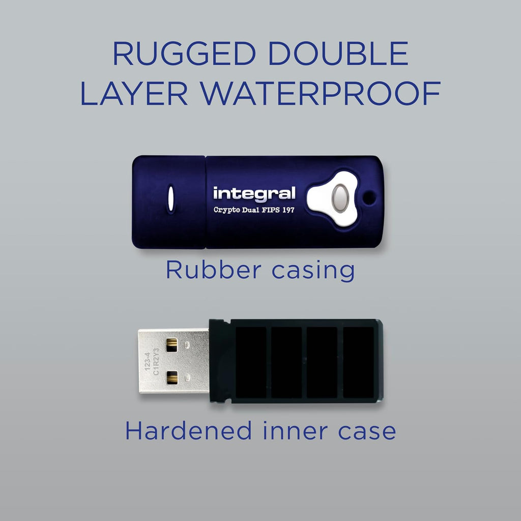 Integral 8GB Crypto-197 256-Bit Hardware Encrypted 3.0 Secure Dual Password Flash Memory Drive - Certified to FIPS 197, Brute-Force Password Attack Protection & Rugged Double-Layer Waterproof Design - Image 5