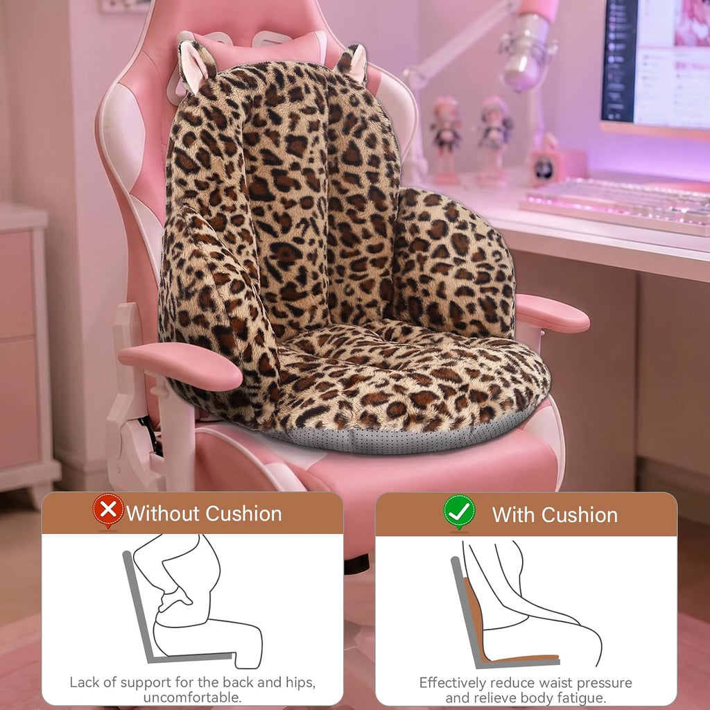 DOBUONO Comfy Office Chair Cushion: 17.5" L x 17.5" W x 18" H Cute Seat Cushion Kawaii Cushion for Gaming Chair with Backrest Non-Slip Floor Seating for Adults and Pets Khaki Stuff for Room Decor - Image 4