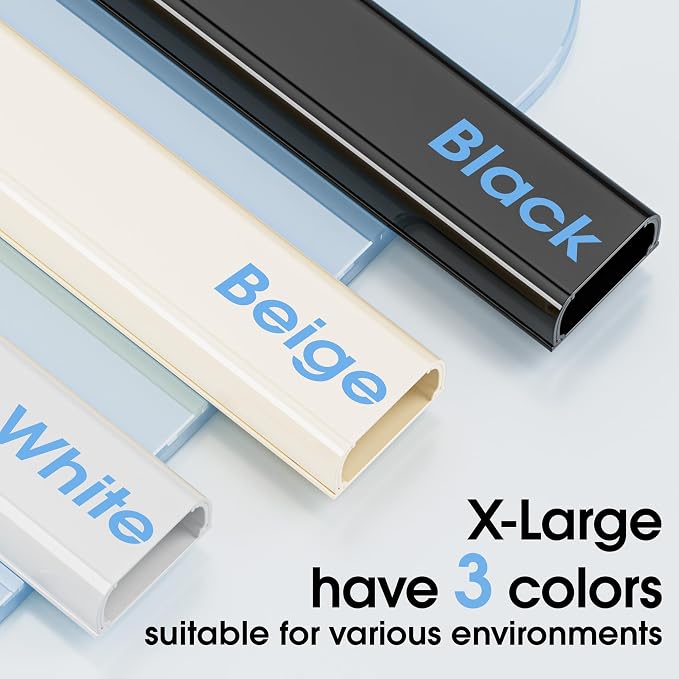 Large Cord Hider - 47in Wire Hiders for TV on Wall, Paintable Cable Hider, X-Large Cable Management Kit, Cord Hiding for Wall, W1.6in H0.8in White - Image 5