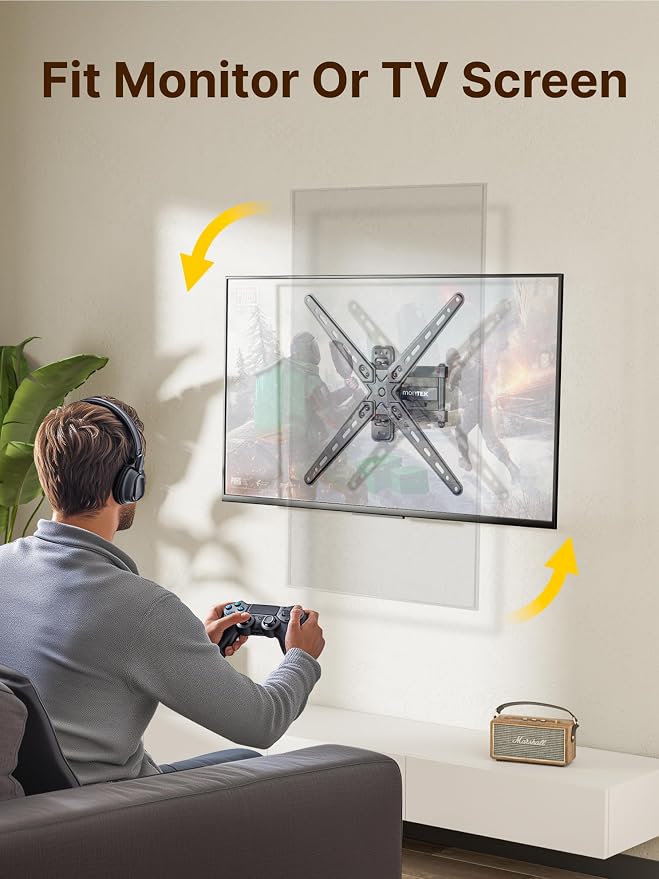monTEK Full Motion TV Wall Mount for 13-55 Inch TVs up to 55 lb | ±90° swivel, landscape/portrait rotation and 14.4 in extension; 4X load tested, VESA 75x75 to 400x400 mm, single-stud mount - Image 8