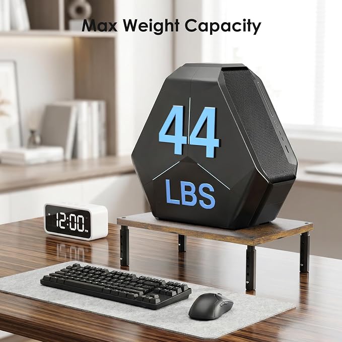 Adjustable Monitor Stand Riser for Desk, Wood Computer & Laptop Stand, Desk Organizers and Accessories, Office Desk Accessories & Workspace Organizer for Home Office Supplies, Brown - Image 9