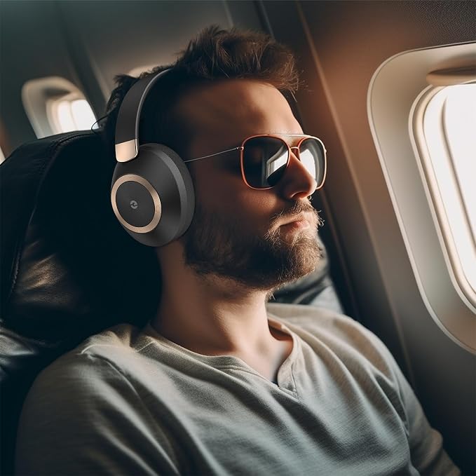 Active Noise Cancelling Headphones, 100H Playtime Headphones Wireless Bluetooth, Bluetooth Headphone with Mic, Over Ear Wireless Headphone with Deep Bass,Fast Charging for Travel - Image 6