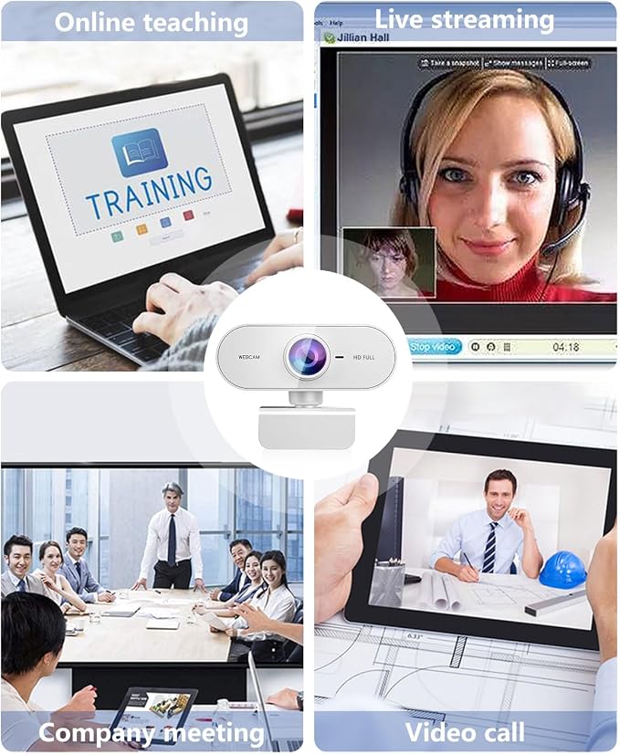 Webcam for pc with Microphone,Full HD 1080P White Streaming Web Cam for Mac Laptop, Mini USB C External Clip Computer Camera for Desktop,Cheap Facecam for Video Conference,Gaming Skype Meeting - Image 7