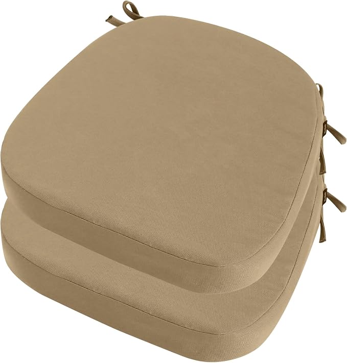 idee-home Outdoor Chair Cushions Set of 2, 19" x 19" D-Shaped | Thick Outdoor Seat Cushions Waterproof Patio Furniture with Ties Dining Pads by idee-home