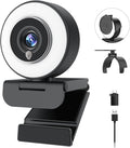 Angetube 4K Webcam with Ring Light, Computer Web Camera for Desktop, Laptop | 4K@30FPS, PDAF Autofocus, 1080P@60FPS, 2 Microphones, USB-A/C, Privacy Cover, Streaming Web Cam for PC Mac, Zoom Teams Twitch by Angetube