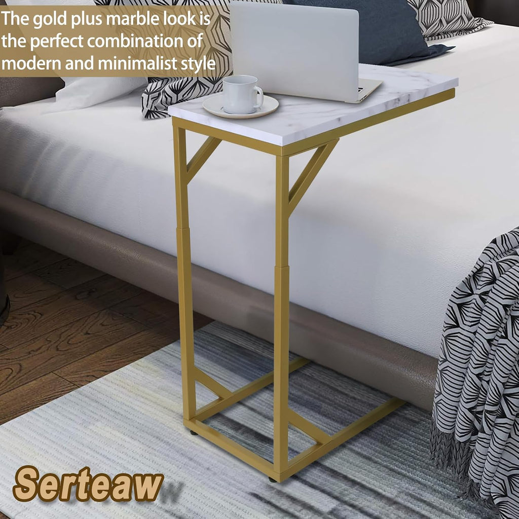 Serteaw C-Shaped End Table, Sturdy Side Table for Couch Sofa Bedside Small Space,C Snack Table TV Tray Record Player Stand Small Tables for Living Room Bedroom,Easy to Assemble,Gold - Image 5