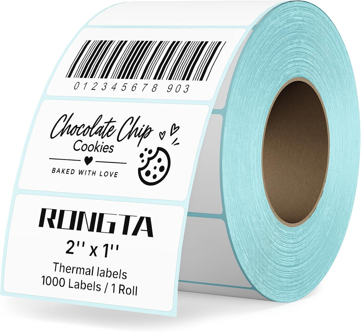 Rongta Direct Thermal 2x1 Barcode Labels - Roll of 1,000 Thermal Labels by Rongta