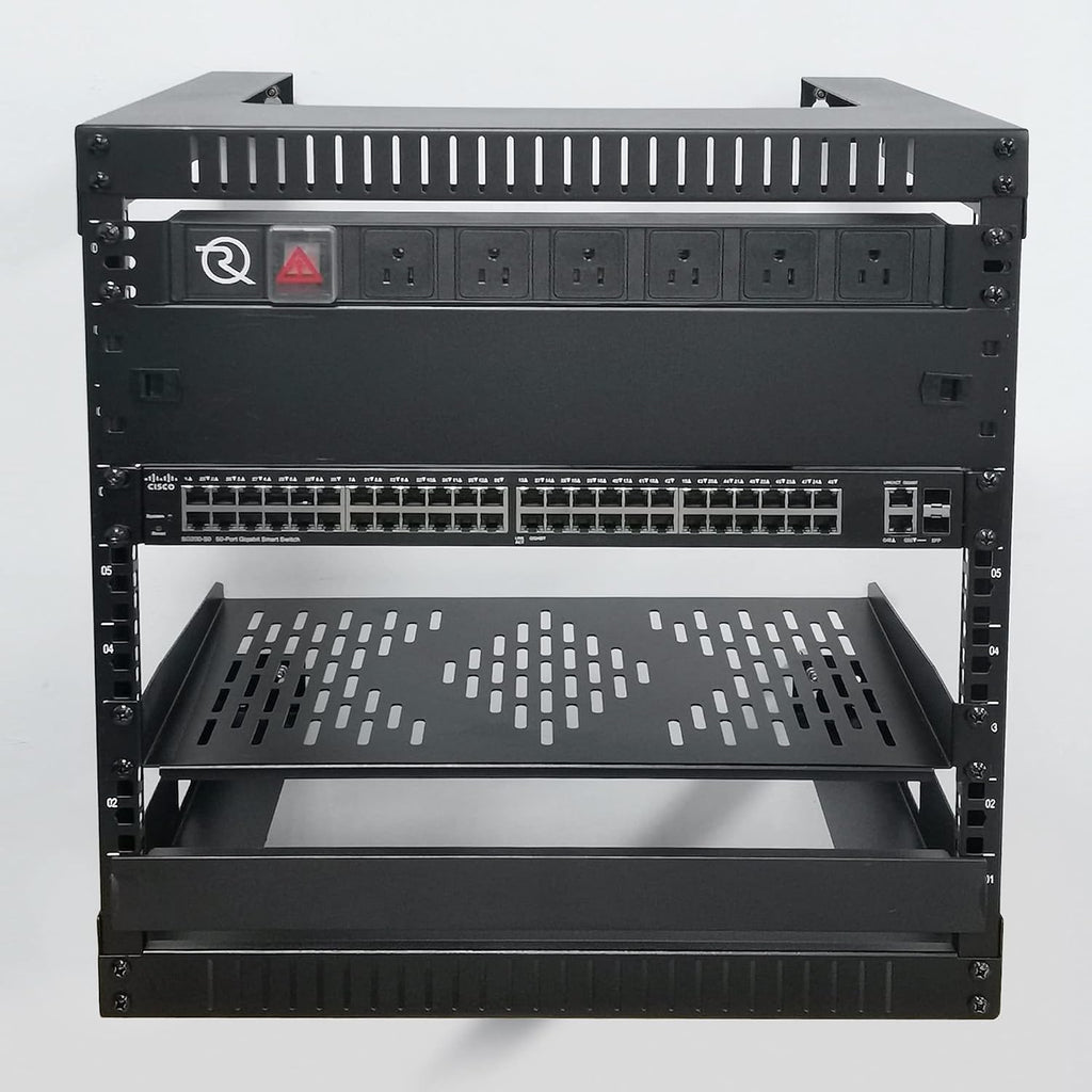 18U 19" Wall Mount Server Rack – 17.7" Deep 2 Post Open Frame Cabinet Easy Assembly Firm Constructed Shelf for Internet/Network/AV/Data Home Equipment/Patch Panel Heavy Duty Light Weight Black - Image 6