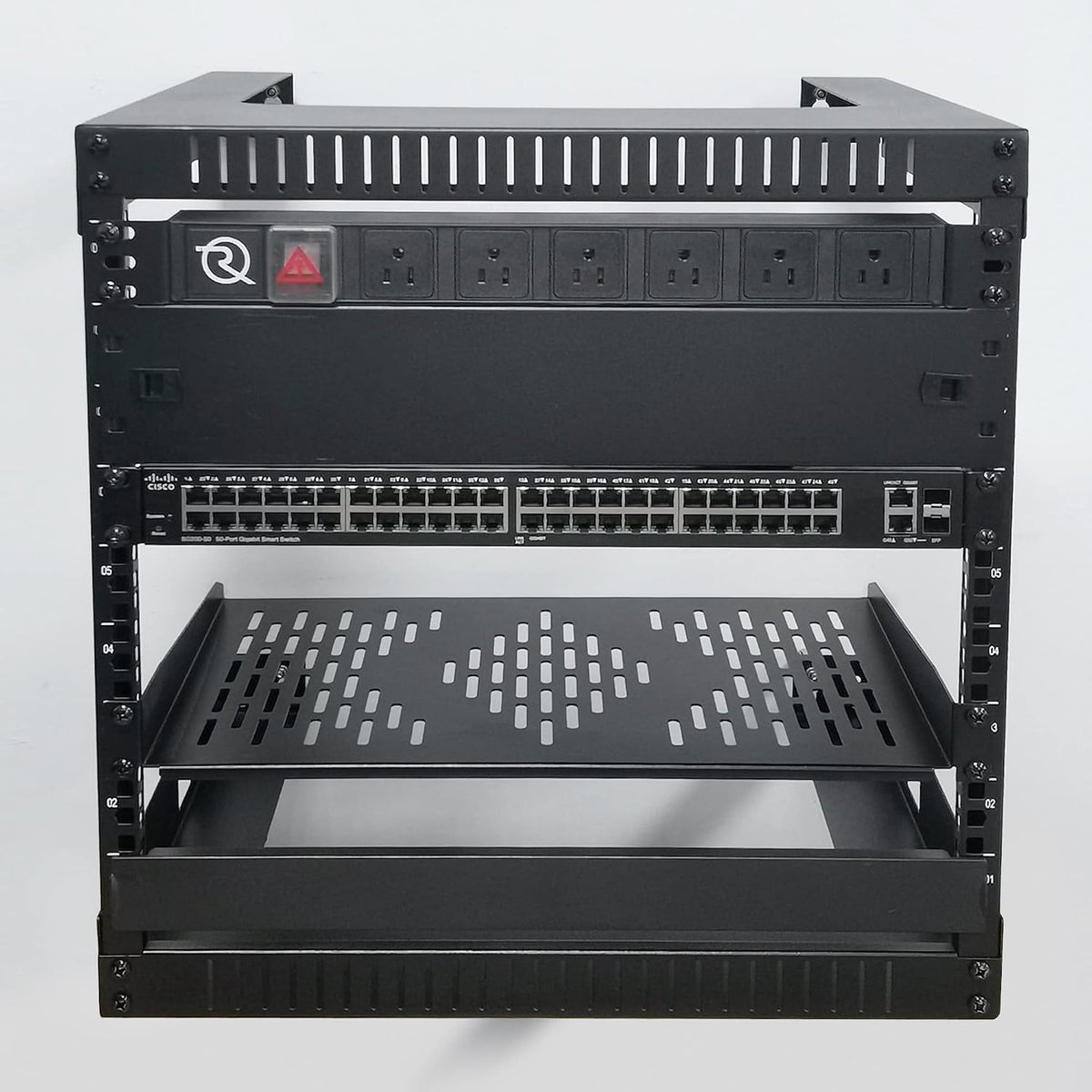 18U 19" Wall Mount Server Rack – 17.7" Deep 2 Post Open Frame Cabinet Easy Assembly Firm Constructed Shelf for Internet/Network/AV/Data Home Equipment/Patch Panel Heavy Duty Light Weight Black - Image 6