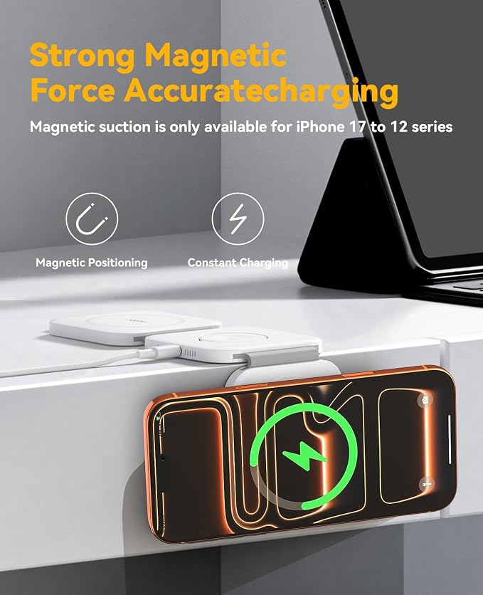 25W 3 in 1 Charging Station for Apple,Foldable Magnetic Wireless Charger | Travel Charging Pad for Multiple Devices iPhone 17 16 15 14 13 12 Pro Max Plus Apple Watch Series & AirPods 4/3/2/Pro - Image 4