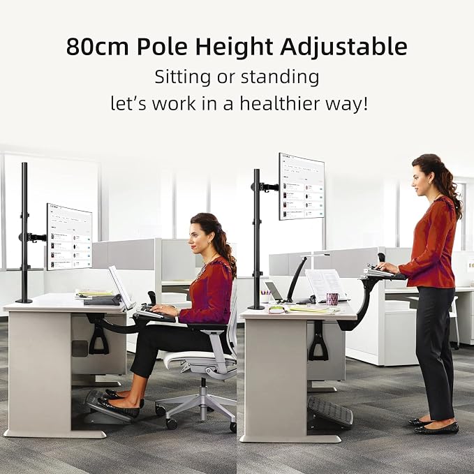 Suptek Single Monitor Arm Desk Mount Fully Adjustable Monitor Stand for 1 / One Screen up to 32 inch Extra Tall 31.5 inch Pole,Black (MD6821) - Image 3