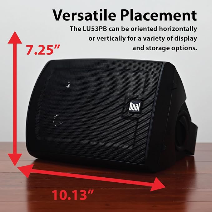 Dual Electronics LU53PB 5.25" 3-Way Indoor Outdoor Wired Speakers Pair | Weather & UV resistant, for patio, pool & garage, expansive stereo sound, easy setup, wired home speakers, black pair - Image 3