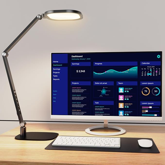 LED Desk Lamp for Home Office, Soft Edge-lit Design - Modern Style | Eye-Caring Diffused Light, Professional Computer Light for Reading, Crafts & Zoom, Dimmable with 30 Modes, Memory & Timer by LitONES