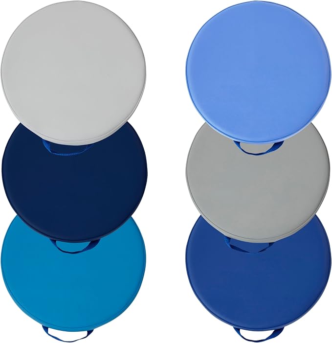 Factory Direct Partners SoftScape 15 inch Round Classroom Floor Cushions with Handles Flexible Seating for Daycare, Preschool, Playroom 2 inch Thick Deluxe Foam (6-Piece) - Navy/Powder Blue - Image 5
