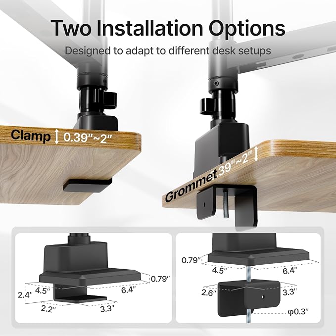 monTEK Dual Monitor Mount Tall Monitor arms for 17 to 35 Inch Screen | Adjustable Heavy Duty Monitor Desk Mount for 2 Monitors, Holds 35 Lbs, with Cable Management, VESA 75/100mm - Image 6