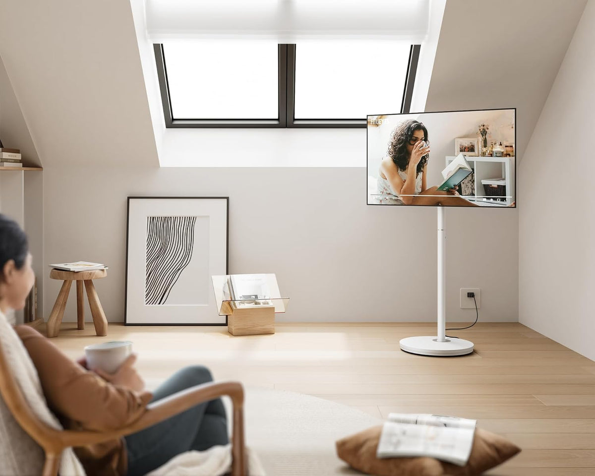 FITUEYES Small Rolling TV Cart for 24-48 Inch TVs, Height Adjustable, White - Image 6