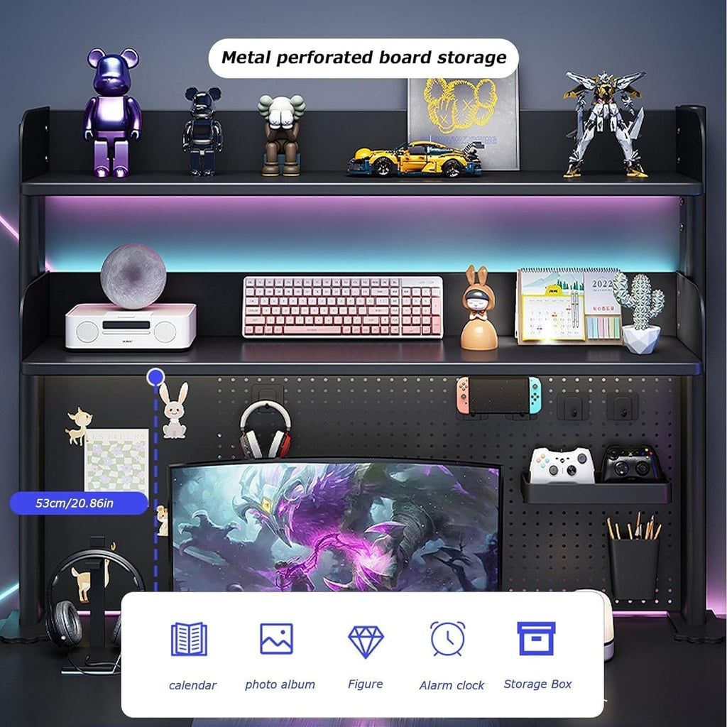 Clamp On Desk Organizer Shelf, Desk Extender Pegboard Workstation,Computer Desk Accessories for Office, Privacy Panel for Gaming Desk,Clamp-on 23.6/31.5/39.3in Desktop Shelving System,One Color,60 - Image 6