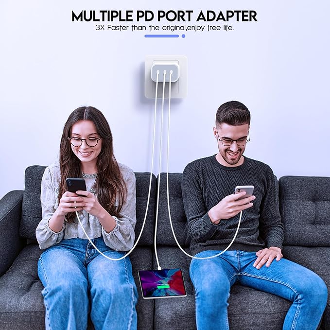 iPhone 16/17 Charger Block,USB C Charger [2 Pack] 35W 3-Port Wall Cube Fast Type C Charging Block PD Power Adapter for iPhone 17/17 Pro Max/16/16Pro/15/15Pro/14 Pro Max/13/12/11, iPad,Galaxy,Pixel 4/3 - Image 6