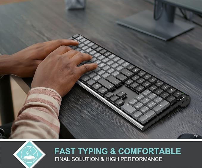 Arteck Mechanical 2.4G USB Wireless Keyboard, Tacktile Brown Switches Black - Image 4