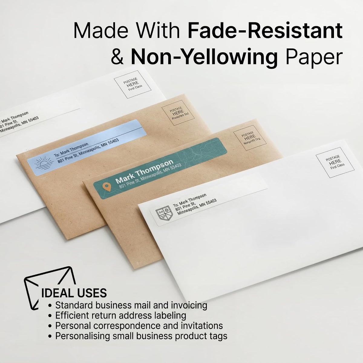 3 7/16" X 2/3" Matte White Printable Labels (250 Sheets, 7500 Stickers) - Image 5