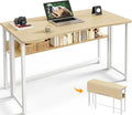 Huuger Folding Desk with Storage Shelf, 39.3 Inch Foldable Computer Table | Writing Work Office Computer Desk for Small Spaces, Space Saving Sofa Table for Couch, Easy to Fold, Oak by Huuger