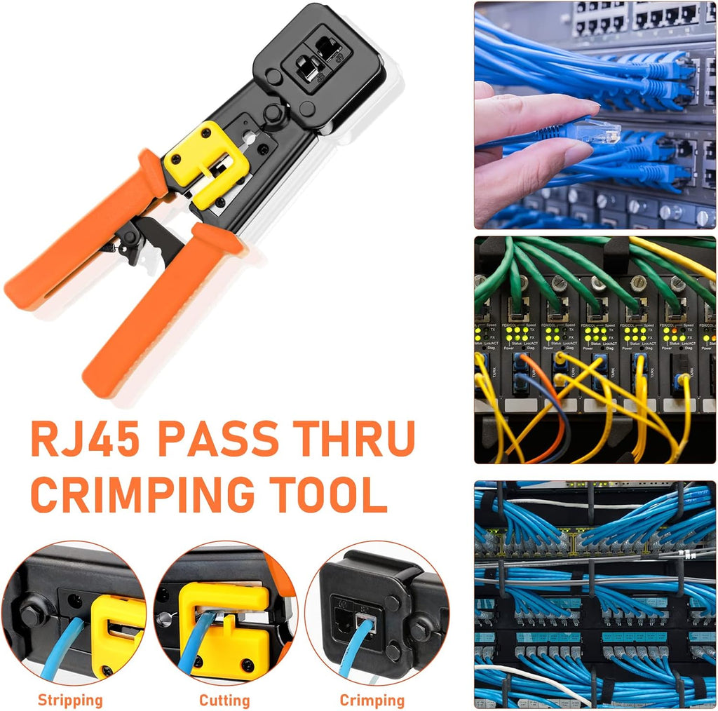 RJ45 Crimp Tool Kit Pass Through Cat5 Cat5e Cat6 Crimper(Tool Set 202) - Image 3