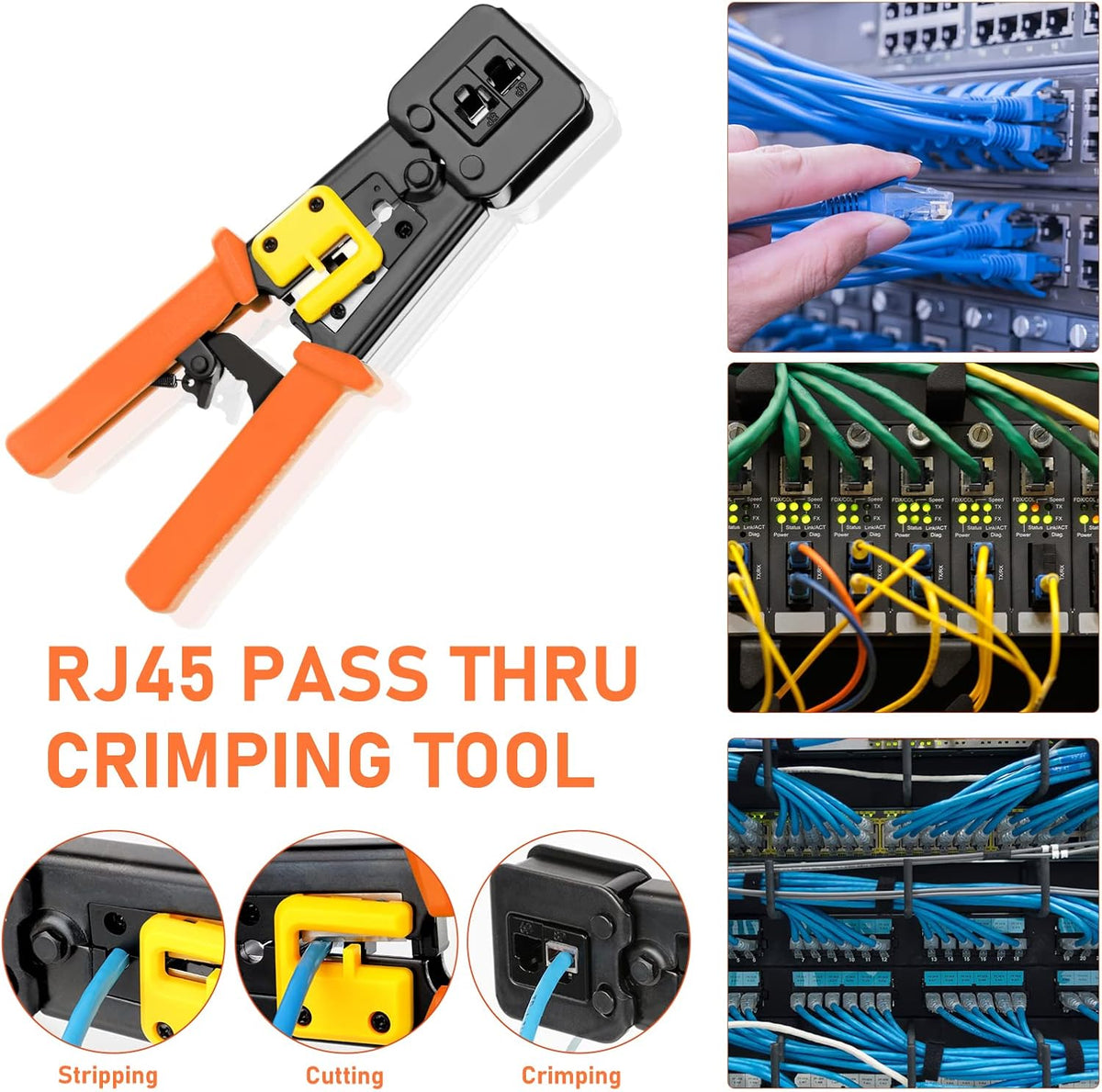 RJ45 Crimp Tool Kit Pass Through Cat5 Cat5e Cat6 Crimper(Tool Set 202) - Image 3
