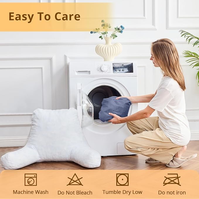 Sasttie Reading Pillow for Bed, Back Pillow for Sitting Up, Grey Purple | 18" Backrest Support Cushion for Couch, Sofa, and Floor, Dorm Essentials, OEKO-TEX, Adjustable Down Alternative Fill - Image 8