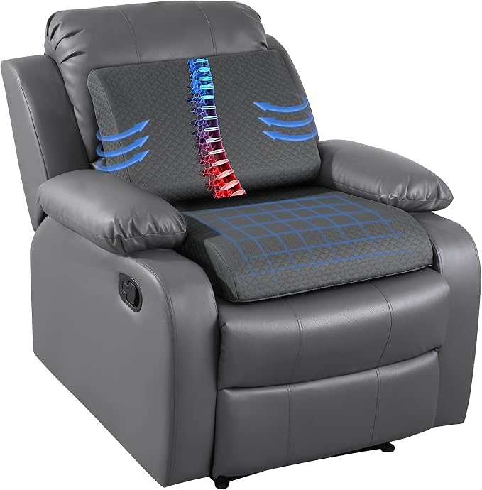 HOMBYS Extra Thick Recliner Chair Cushion with Lumbar Support Pillow for Elderly, 4.5" High Density Foam Seat Cushion, Breathable Fabric, 20"x20" Extra Large & Non-slip for Recliner, Office, Dark Grey by HOMBYS