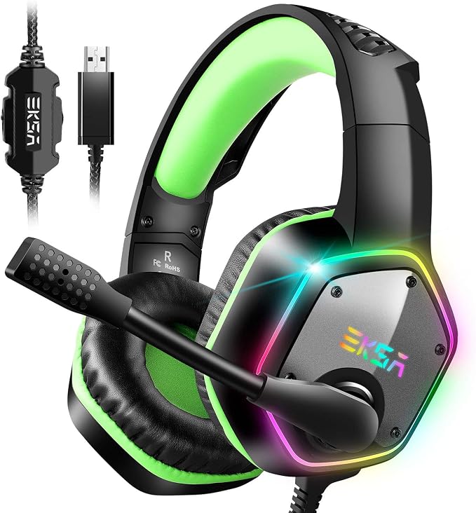 EKSA E1000 Gaming Headset, Computer Headphones with Noise Canceling Mic & RGB Light, Compatible with PC, PS4, PS5, Laptop - Image 4