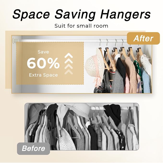 HOUSE DAY Space Saving Hanger Hooks 60 Pack, Clothes Hanger Connector Hooks | Black, Heavy Duty Hanger Hooks Space Saver, Premium College Dorm Room Essentials, Closet Organizers and Storage for Apartment - Image 2