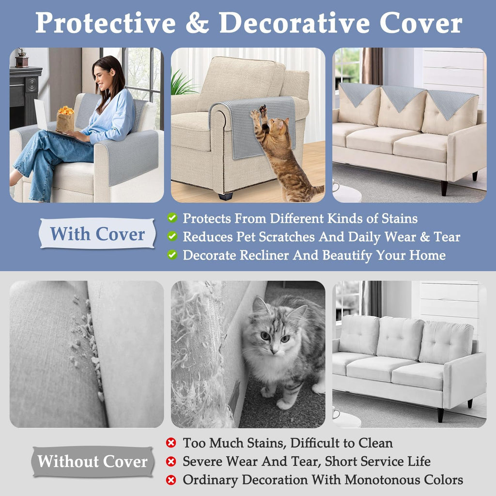 Headrest Covers for Recliners Protector Armrest Covers for Couch Chair Headrest Seat Padded for Sofa Reclining Armchair Cooling Pads Washable Pet Slipcovers Non Slip Furniture Covering - Image 2