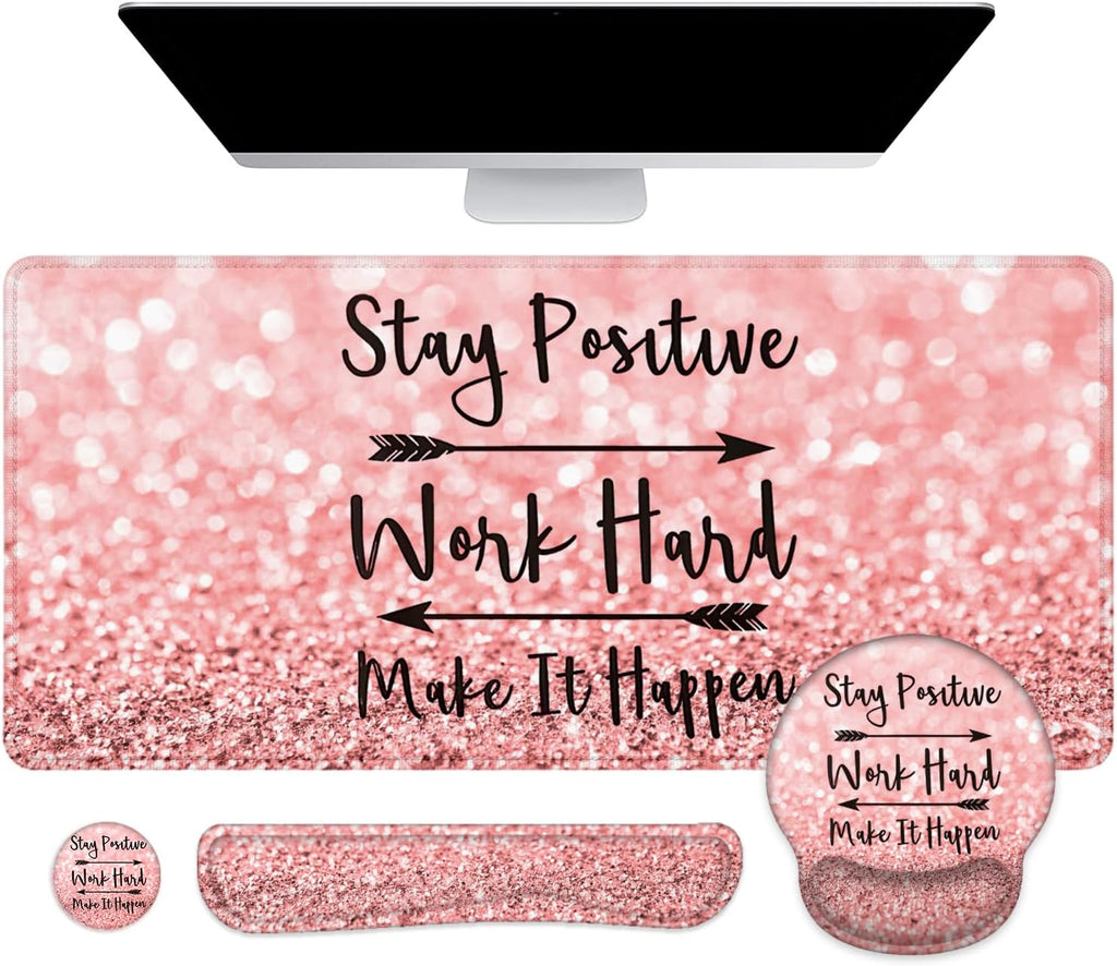 Large Desk Mat, Mouse Pad with Wrist Support, Keyboard Wrist Rest Set by Lateefah