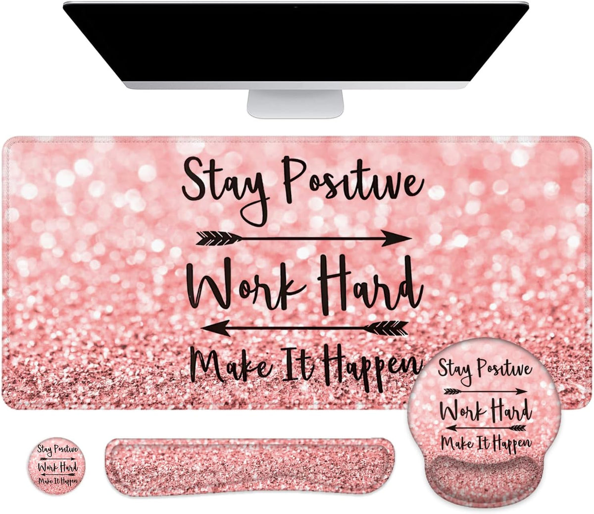 Large Desk Mat, Mouse Pad with Wrist Support, Keyboard Wrist Rest Set by Lateefah