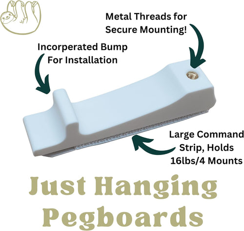 'Just Hanging Pegboards' Pegboard Wall Mounting Hardware, Compatible with IKEA SKADIS, Compatible with Command Strips. No Wall Holes Required. Pegboard Screws not Included. (Matte White) - Image 2