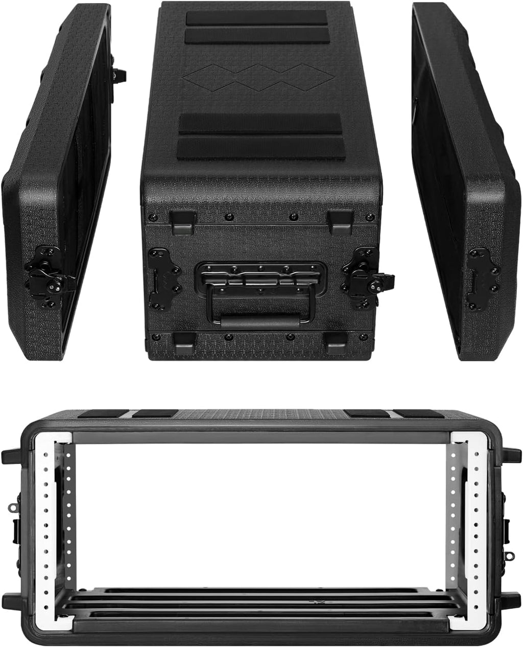 4U Rack Case Shallow 12" Depth, 19" Rackmount Flight Cases Easy Installation Portable Carry Watertight Dust Proof 2 Space Shockproof Mount Racks with Microphone Compartments Space Saving by ECGOIOE