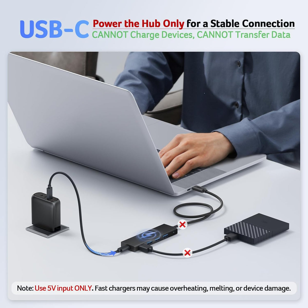 Acer USB Hub 4 Ports, Multiple USB 3.0 Hub, USBA Splitter for Laptop/PC 2FT - Image 5