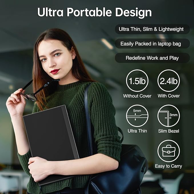 cocopar Portable Monitor 15.6 Inch 1080P FHD 60Hz 85% sRGB Travel Monitor with Speaker HDMI USB-C Second Screen for Laptop MacBook Surface PC Xbox PS4/5, VESA Mountable, with Full Cover Stand - Image 5