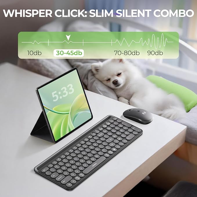 seenda CTU-301 Bluetooth Keyboard and Mouse Combo for iPad,Black | Bluetooth+2.4G combo with tablet holder, full-size keys and quiet clicks for iPad, iPhone, Mac, Windows and Android. - Image 4