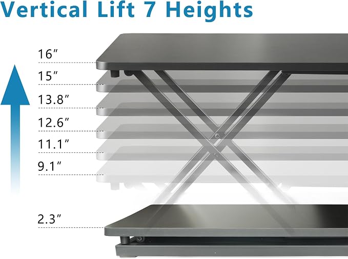 Aconcept Extra-Slim 24 x 14 inch Black Lift Standing Desk Converter, Manual Adjustable Height Sit Stand up Desk Riser, Compact for Monitor or Laptop Workstation - Image 4