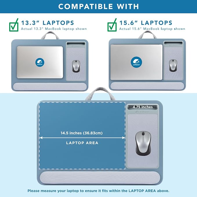 LAPGEAR Home Office Pro Lap Desk - Slate Blue, Fits 15.6” Laptops - Image 3