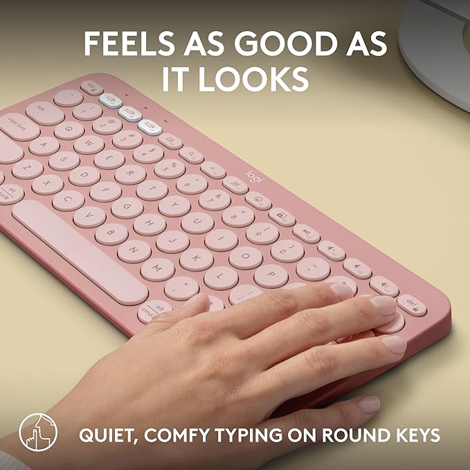 Logitech Pebble Keys 2 K380s Keyboard, Bluetooth, Wireless - Tonal Rose | Multi-device, customizable shortcuts, slim and portable, Easy-Switch for Windows, macOS, iPadOS, Android, Chrome OS - Image 5