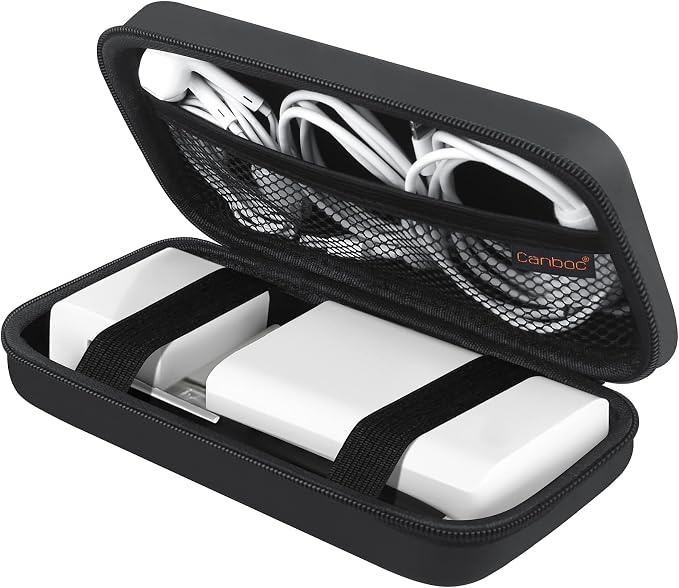 Canboc Electronics Travel Organizer, MacBook Charger Carrying Case, Electronic Accessories Portable Cable Storage Bag for Charging Cords, Power Adapter, MagSafe, USB Hub, Power Bank, Earbuds, Black by Canboc