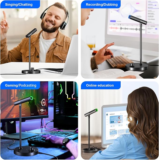 USB Desktop Microphone, Computer Microphone for PC with Noise Cancellation & Click to Mute Function for Recording, Gaming, Podcasting, Streaming, YouTube, Mac, Laptop - Image 7